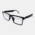 VAUCLIOR SORE ONE black rectangular acetate eyeglasses with clear gradient lenses and red accent on the temple.