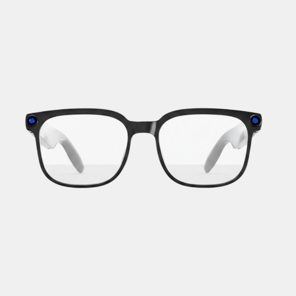 VAUCLIOR VC EVEN LENS black rectangular smart glasses with AI capabilities for hands-free capture and real-time translation.