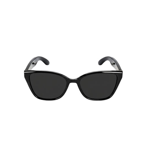 VAUCLIOR VC CLÉO black cat-eye smart glasses with dark lenses and integrated technology.