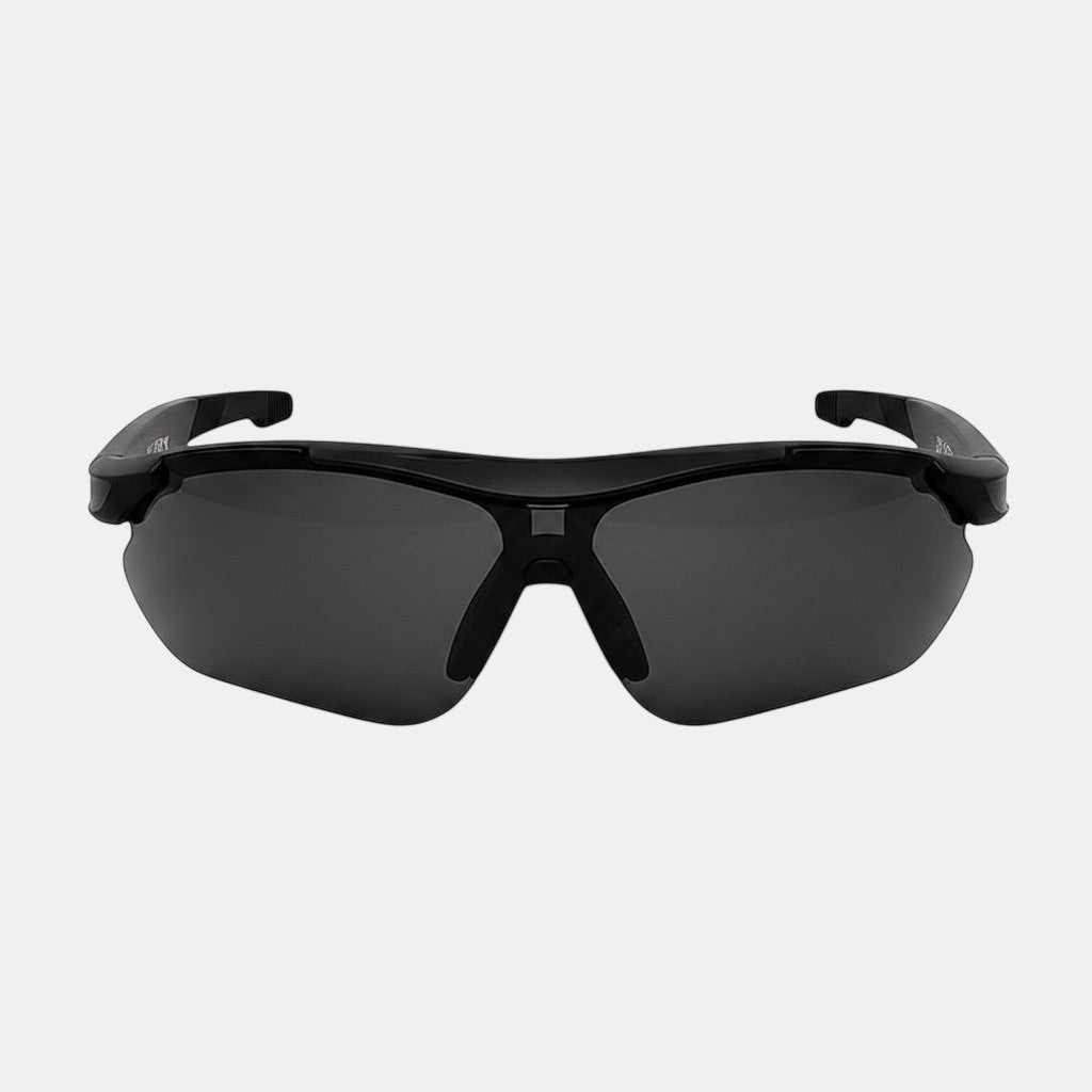 VAUCLIOR VC TITAN-SL black smart sunglasses with UV400 protection and Bluetooth 5.4 for outdoor sports.
