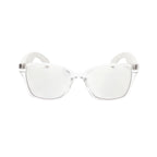 VAUCLIOR VC CLÉO clear frame smart glasses with white arms, designed for calls and music.