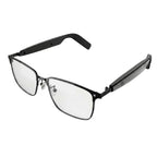 VAUCLIOR VC IRIS NANO smart glasses with silver full-rim frame and black arms, featuring clear lenses and Bluetooth 5.4.