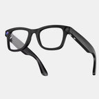 Lunettes connectées VAUCLIOR VC NEO PLUS noires en TR90 avec caméra intégrée et verres interchangeables.