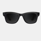 Lunettes connectées VAUCLIOR VC NEO PLUS noires en TR90, avec caméras intégrées et verres teintés.
