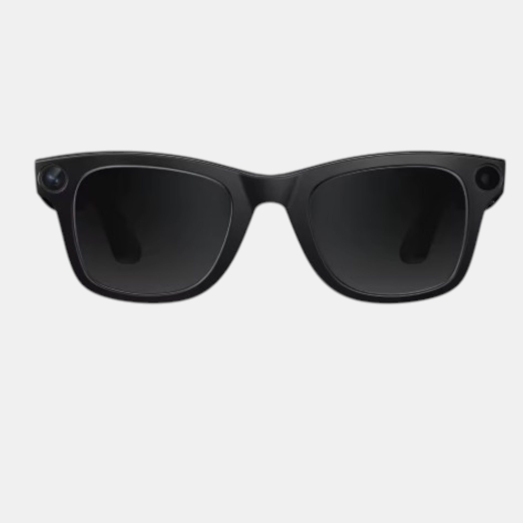 Lunettes connectées VAUCLIOR VC NEO PLUS noires en TR90, avec caméras intégrées et verres teintés.