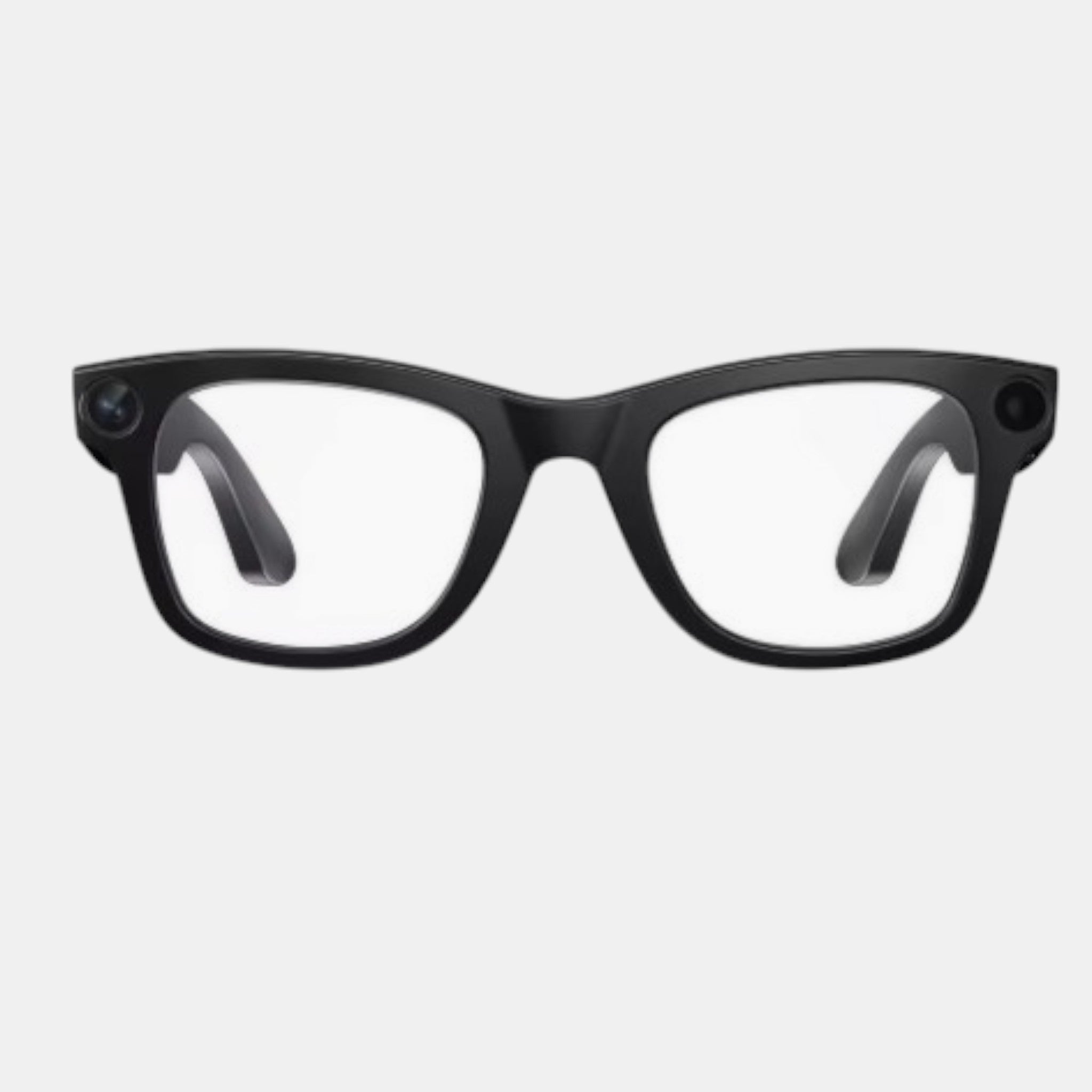Lunettes connectées VAUCLIOR VC NEO PLUS noires en TR90 avec caméras intégrées et design rectangulaire.