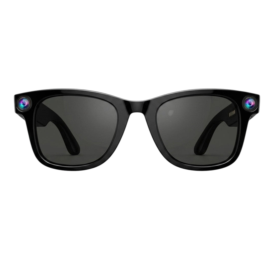 Lunettes connectées VAUCLIOR VC NEO PLUS noires en TR90 avec caméra intégrée 8MP et design élégant.