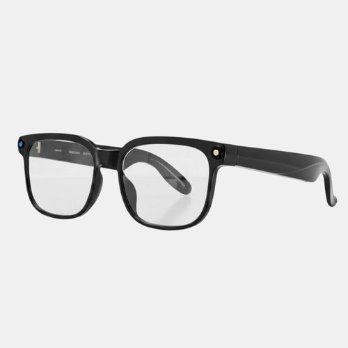 VAUCLIOR lunettes intelligentes VC EVEN LENS noires, monture rectangulaire, technologie IA intégrée pour capture et traduction.