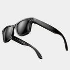 Lunettes intelligentes VAUCLIOR AXE GEN1 noires rectangulaires en TP mat avec objectif intégré.