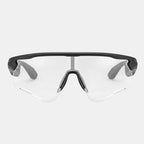 VAUCLIOR ROCKBROS ULTRA unisex black sport sunglasses with dark grey lenses and Bluetooth audio.