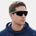 VAUCLIOR ROCKBROS ULTRA black unisex sport sunglasses with Bluetooth audio for cycling.