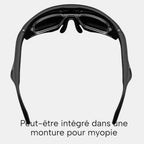 VAUCLIOR ROCKBROS ULTRA unisex black sport sunglasses with clear prescription inserts and Bluetooth audio.