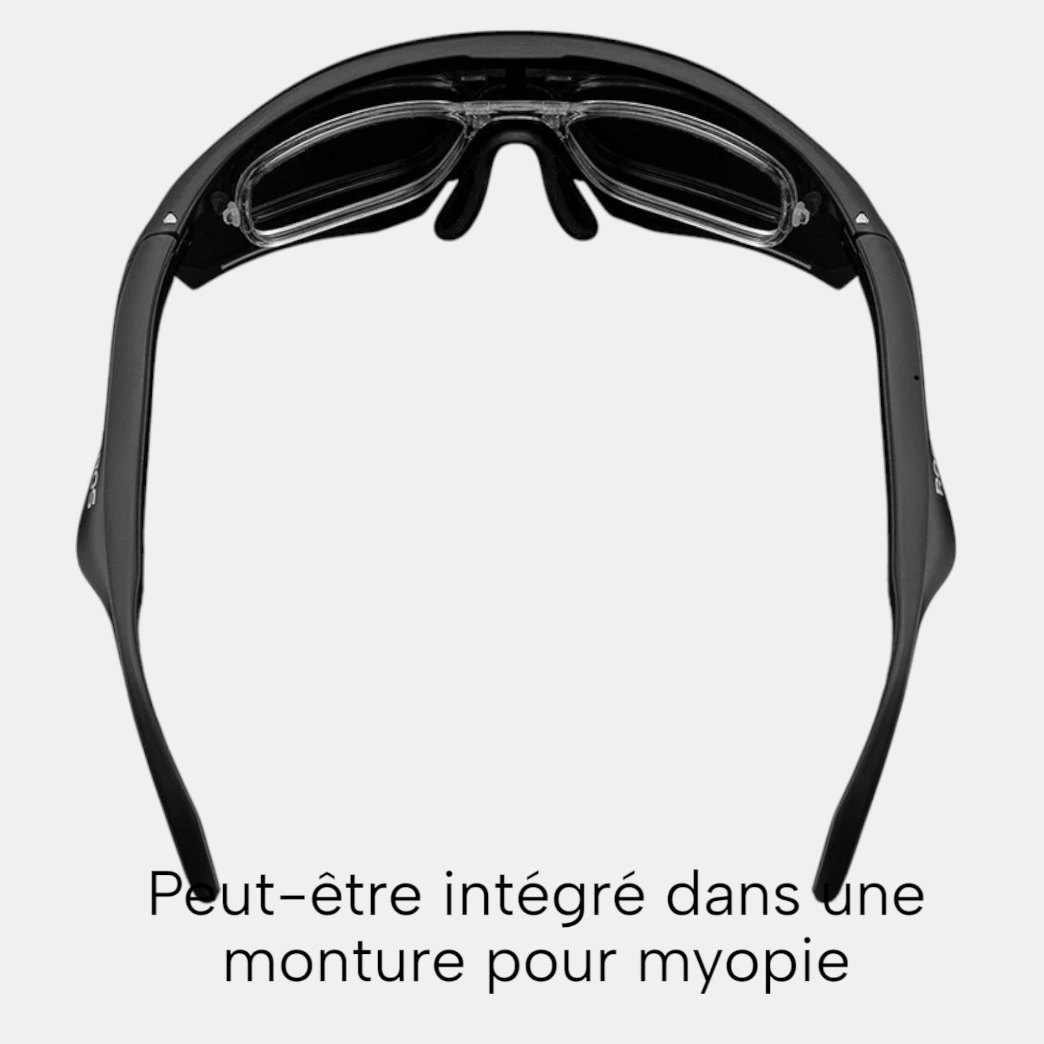 VAUCLIOR ROCKBROS ULTRA unisex black sport sunglasses with clear prescription inserts and Bluetooth audio.