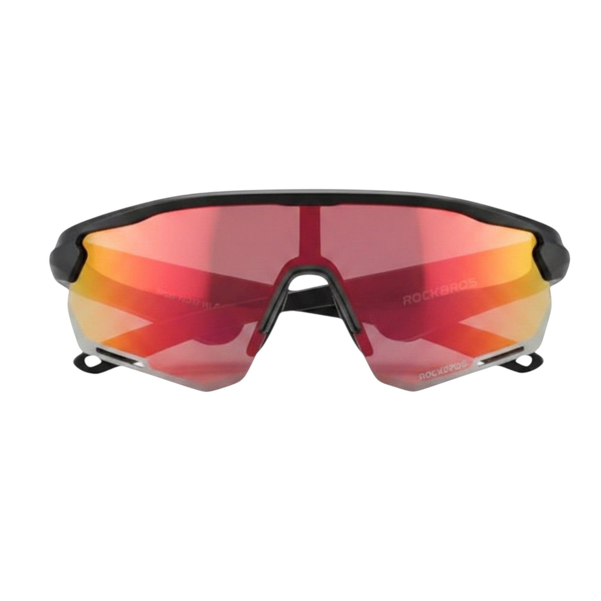 VAUCLIOR ROCKBROS ULTRA unisex sport sunglasses with red gradient lenses and black frames, featuring Bluetooth audio.