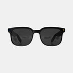 VAUCLIOR VC EVEN LENS smart glasses with black rectangular frames and dark lenses. Features AI technology, camera, and blue indicator lights.