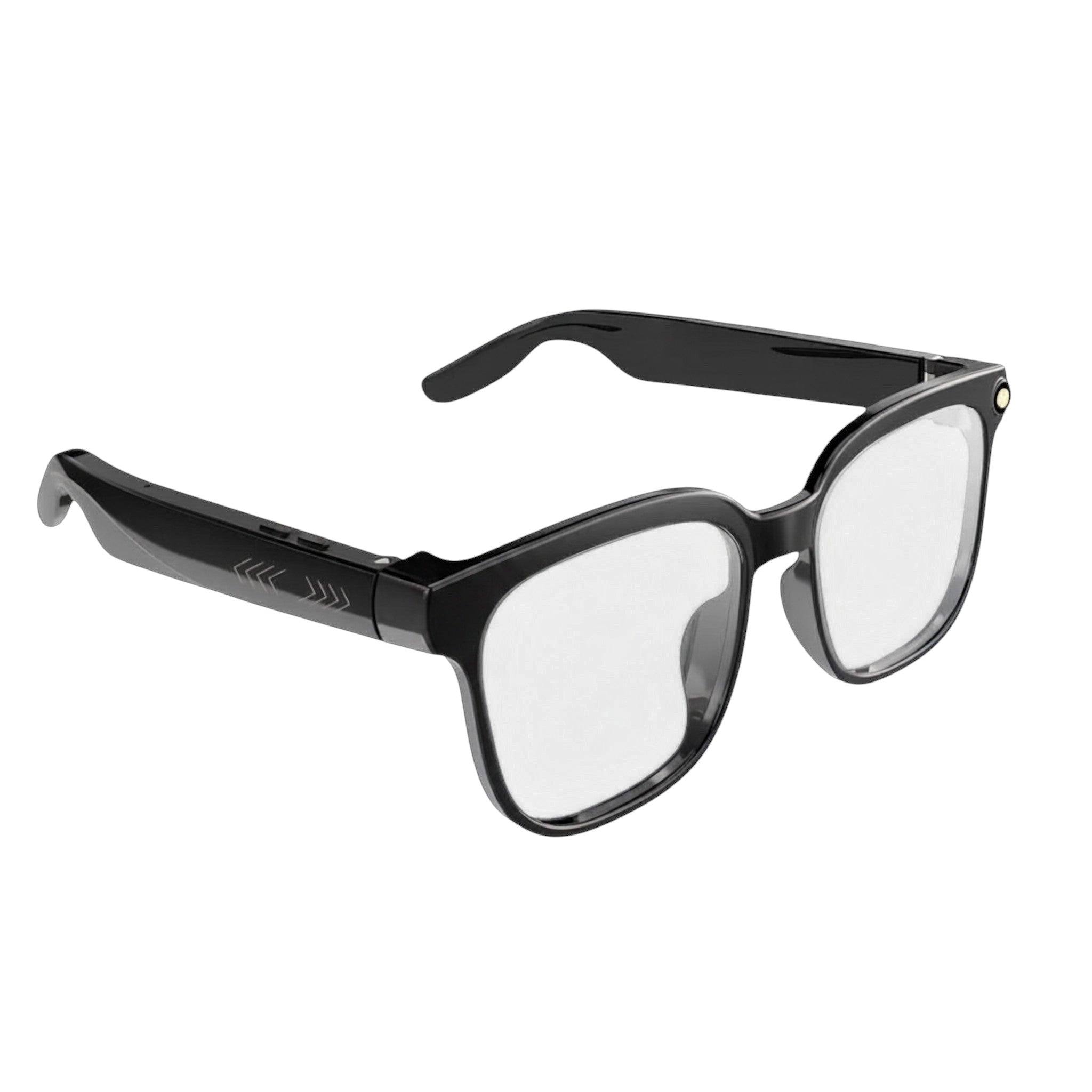 VAUCLIOR VC EVEN LENS smart glasses with black rectangular frame and integrated camera for hands-free recording and real-time translation.