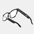 VAUCLIOR VC EVEN LENS smart glasses with rectangular frames, built-in HD camera, AI voice, translation, and music call features.