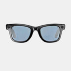 VAUCLIOR VC AXE GEN1 black rectangular smart glasses with integrated cameras and light blue lenses.