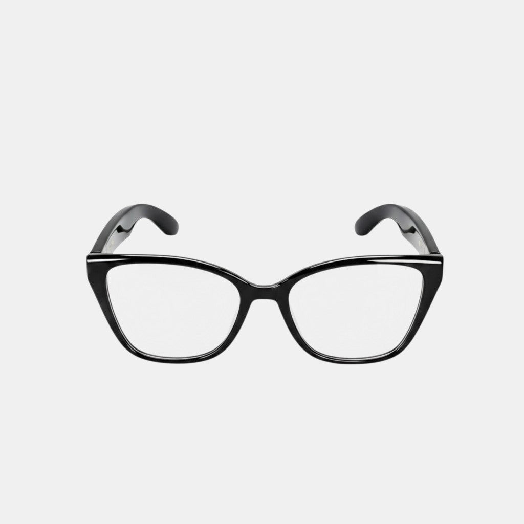 VAUCLIOR VC CLÉO black cat-eye smart glasses with dark lenses and integrated technology.