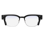VAUCLIOR VC CORE smart glasses with black frames, silver accents, and blue-tinted lenses. Features a camera on the side.