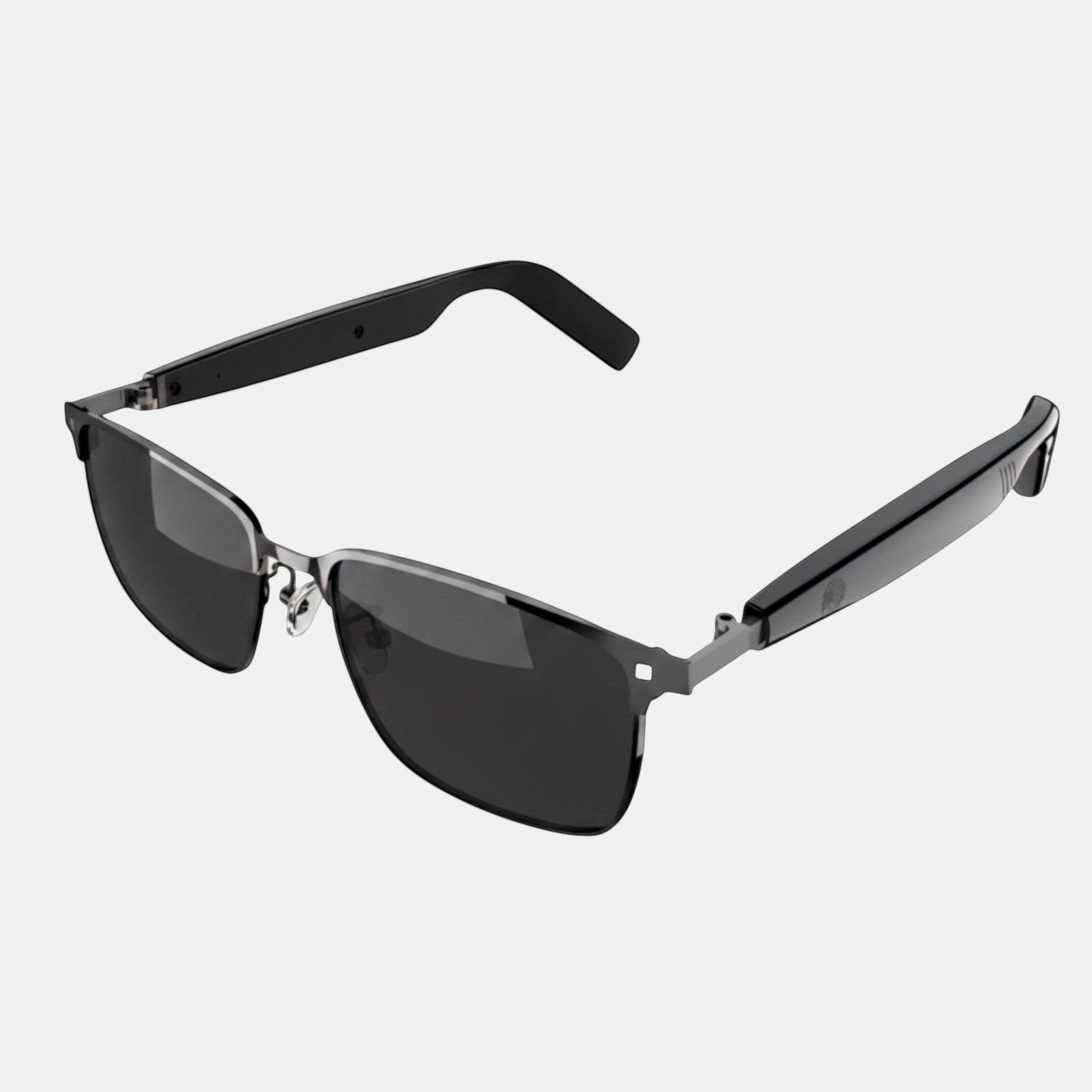 VAUCLIOR VC IRIS NANO smart glasses with full-rim metal frame and black arms, featuring Bluetooth 5.4 connectivity.