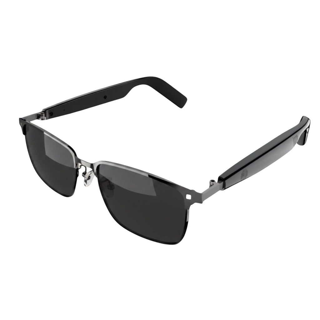VAUCLIOR VC IRIS NANO smart glasses with full-rim metal frame and black arms, featuring Bluetooth 5.4 connectivity.
