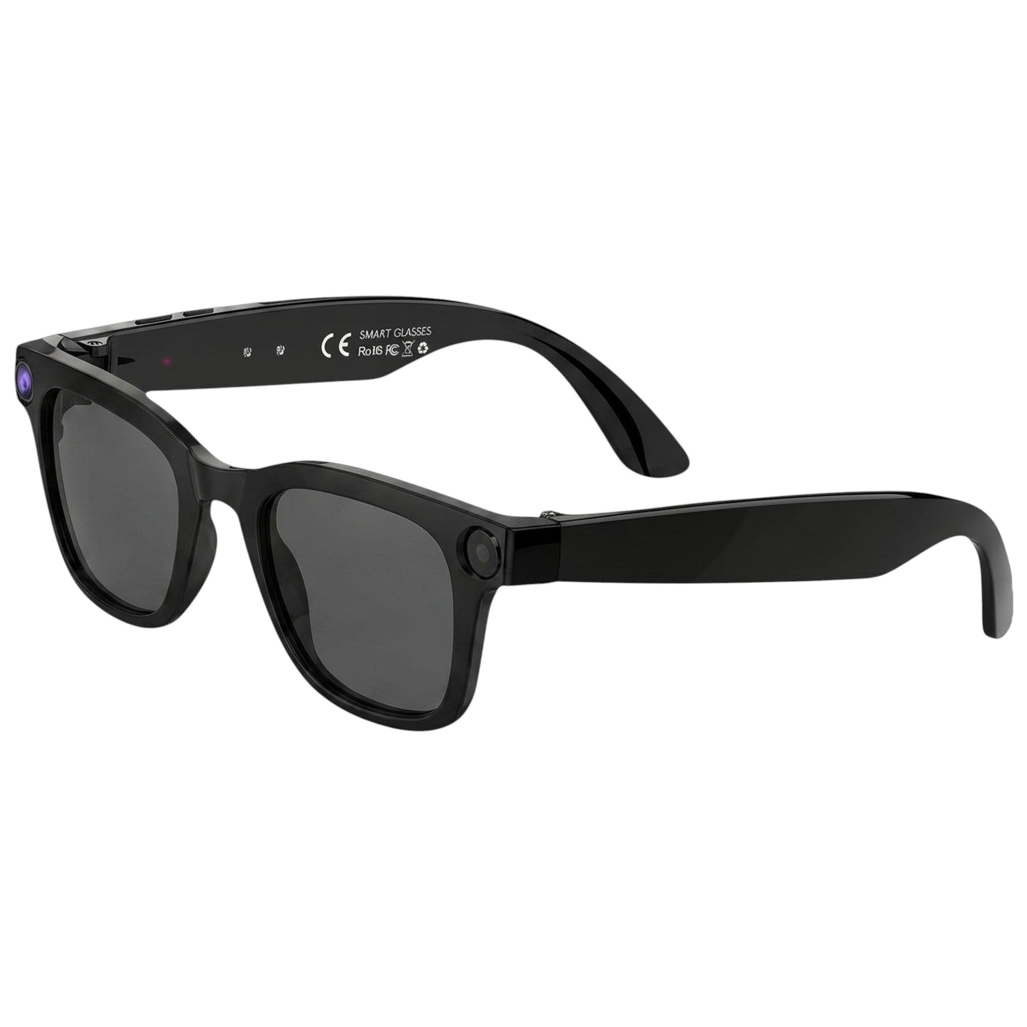 VAUCLIOR VC NEO PLUS black TR90 smart glasses with 8MP camera, 1080P video, 20MP photos, and 32GB storage.