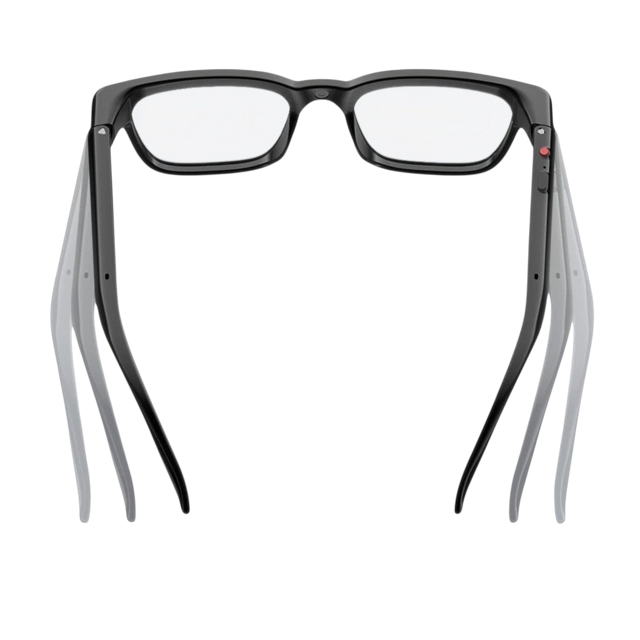 VAUCLIOR VC NOVA G1 black smart glasses with dual lenses and integrated Bluetooth headphones.
