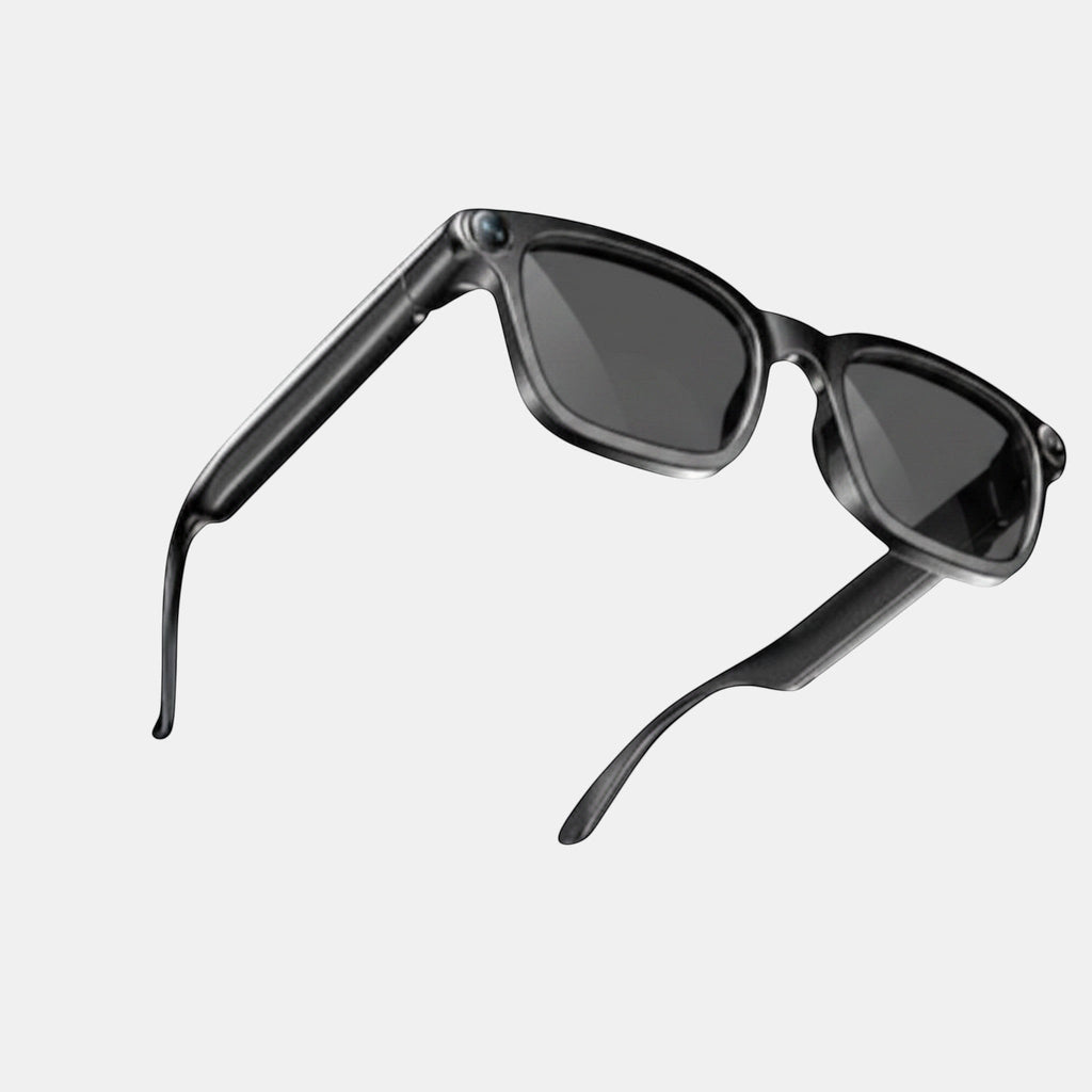 VAUCLIOR VC NOVA G1 black smart glasses with dual cameras and Bluetooth connectivity.