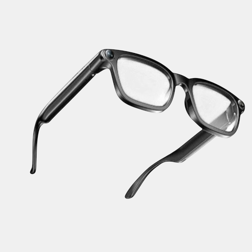VAUCLIOR VC NOVA G1 black smart glasses with dual cameras and Bluetooth connectivity.