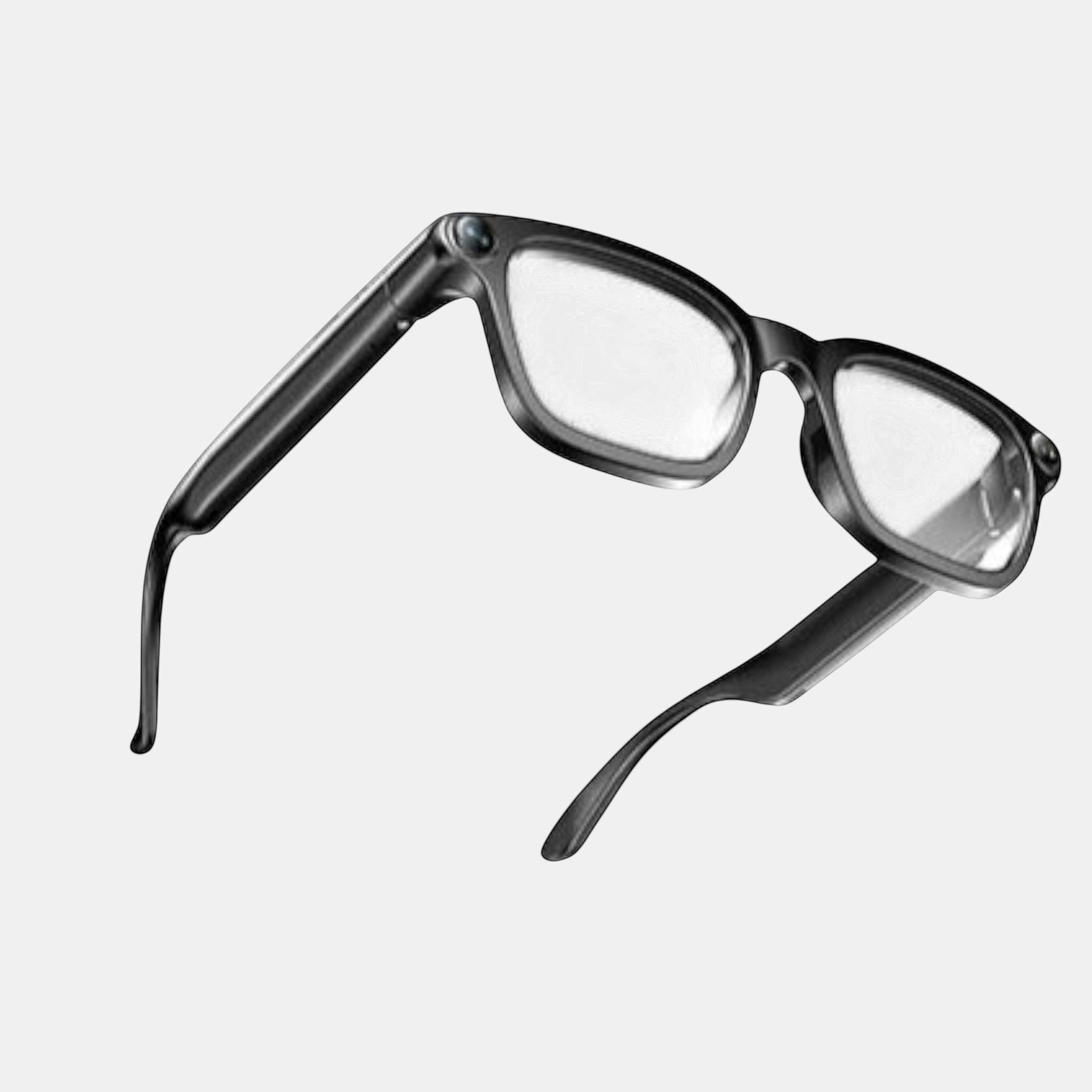VAUCLIOR VC NOVA G1 black smart glasses with dual cameras and Bluetooth connectivity.