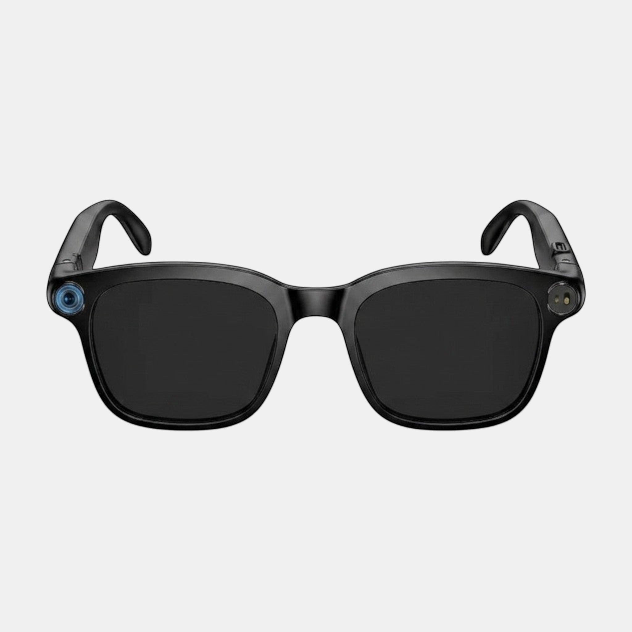 VAUCLIOR VC NOVA G1 black smart glasses with dual cameras and integrated Bluetooth headphones.