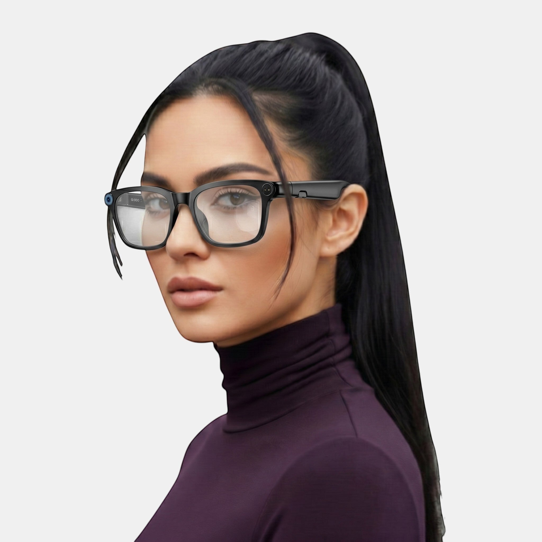 VAUCLIOR VC NOVA G1 black smart glasses with camera and Bluetooth for men and women, featuring a sleek design and clear lenses.