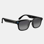 VAUCLIOR VC NOVA G1 black smart glasses with dual cameras and integrated Bluetooth headphones.