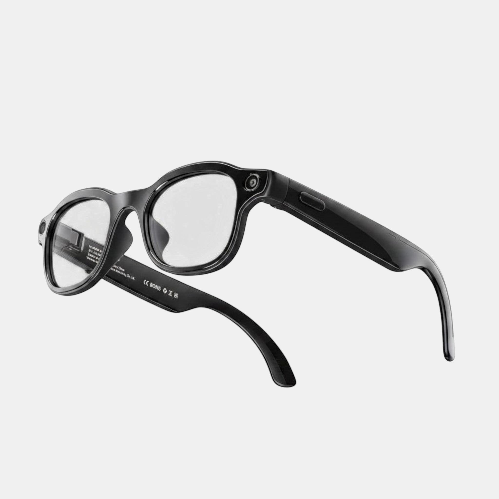 VAUCLIOR VC PRISM PRO black smart glasses with 8MP camera and AI voice assistant. Lightweight and stylish for everyday use.