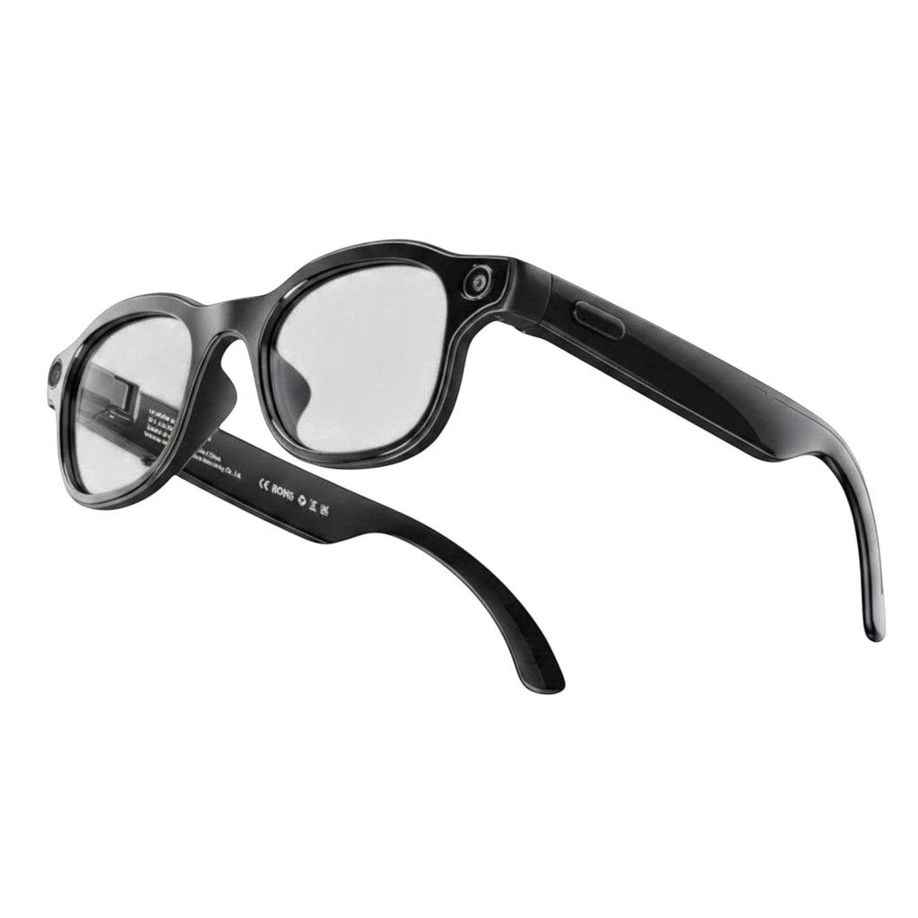 VAUCLIOR VC PRISM PRO black smart glasses with 8MP camera and AI voice assistant. Lightweight and stylish for everyday use.