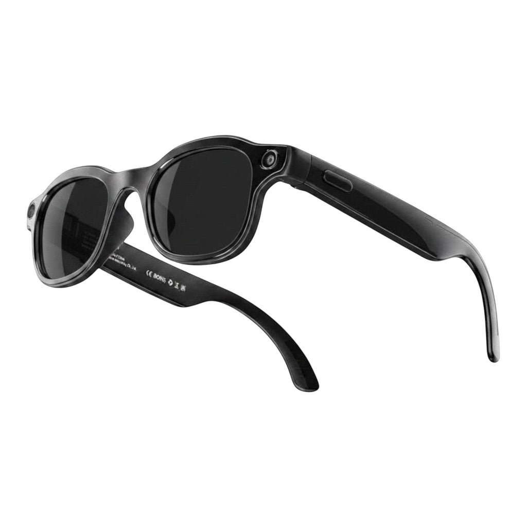 VAUCLIOR VC PRISM PRO black smart glasses with 8MP camera and AI voice assistant, lightweight and stylish.