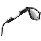 VAUCLIOR VC PRISM PRO smart glasses in black with an 8MP camera and charging cable attached.