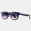 VAUCLIOR VC RAY MAX black smart sunglasses with purple gradient lenses and integrated Bluetooth.