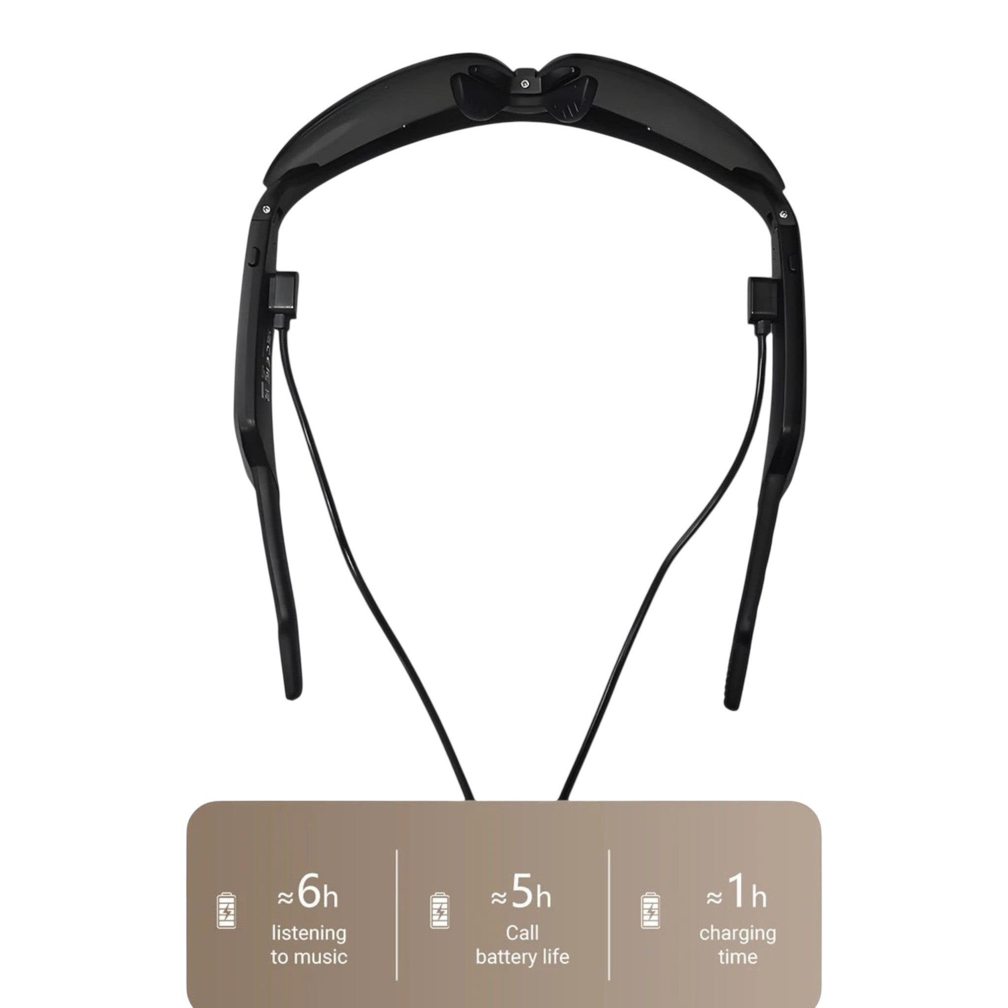 VAUCLIOR VC TITAN-SL black smart glasses with Bluetooth 5.4 and UV400 protection, lightweight for outdoor activities.